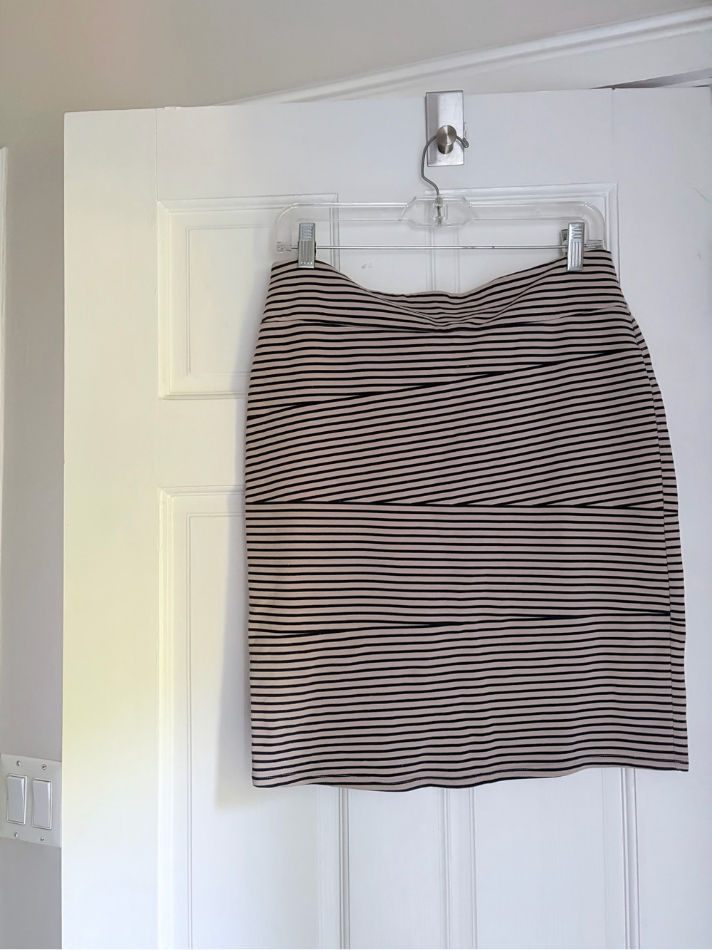 Brooklyn Industries Black and Beige Striped Pencil Skirt